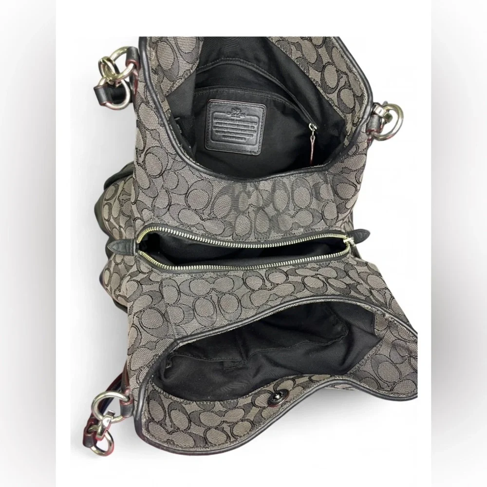 Women’s Coach Signature Outline Phoebe Hobo Shoulder Bag F36424 Jacquard Canvas